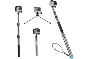 Smatree S3C Carbon Fiber Detachable Extendable Floating Pole with Tripod Stand Compatible for GoPro Hero 12/11/MAX/GoPro Hero 10/9/8/7/6/5/4/3 Plus/3/GoPro Hero 2018/DJI OSMO Action 2.
