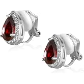 SELOVO Clip On earrings for Women Teardrop Cubic Zirconia Clip Earrings Stud