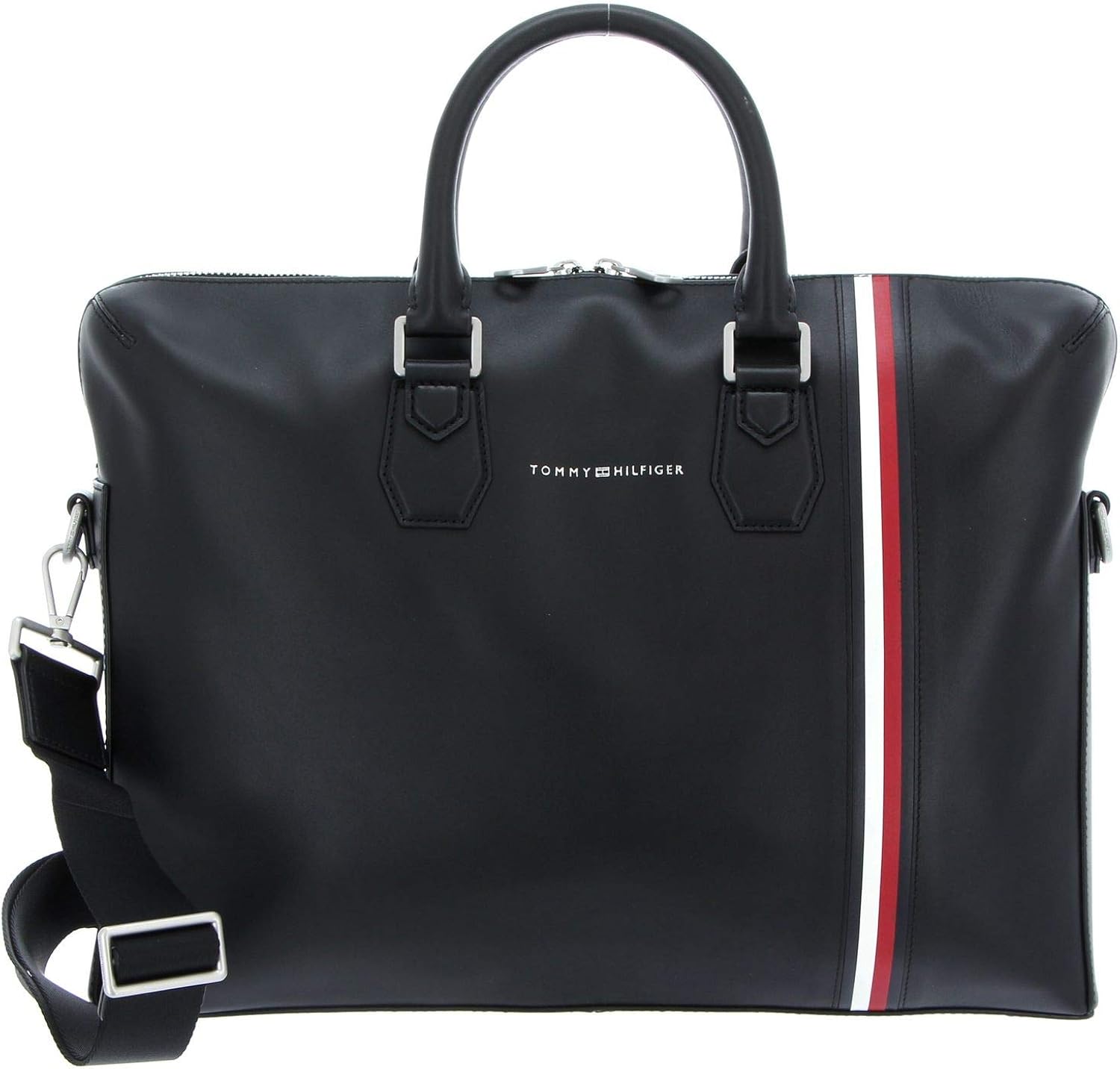 TOMMY HILFIGER Fine Leather Slim Computer Bag Black Amazon.co.uk