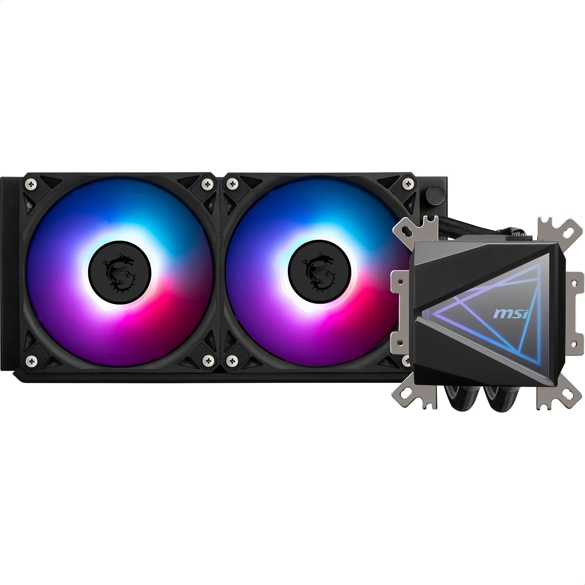 MSI MAG CORELIQUID I240 AIO CPU Liquid Cooler - Enlarged Copper Cold Plate, ARGB Blockhead & LDB Fans, Dual-Chamber Water Block, Split-Flow Radiator, Mystic Light Supported - Intel & AMD Compatible