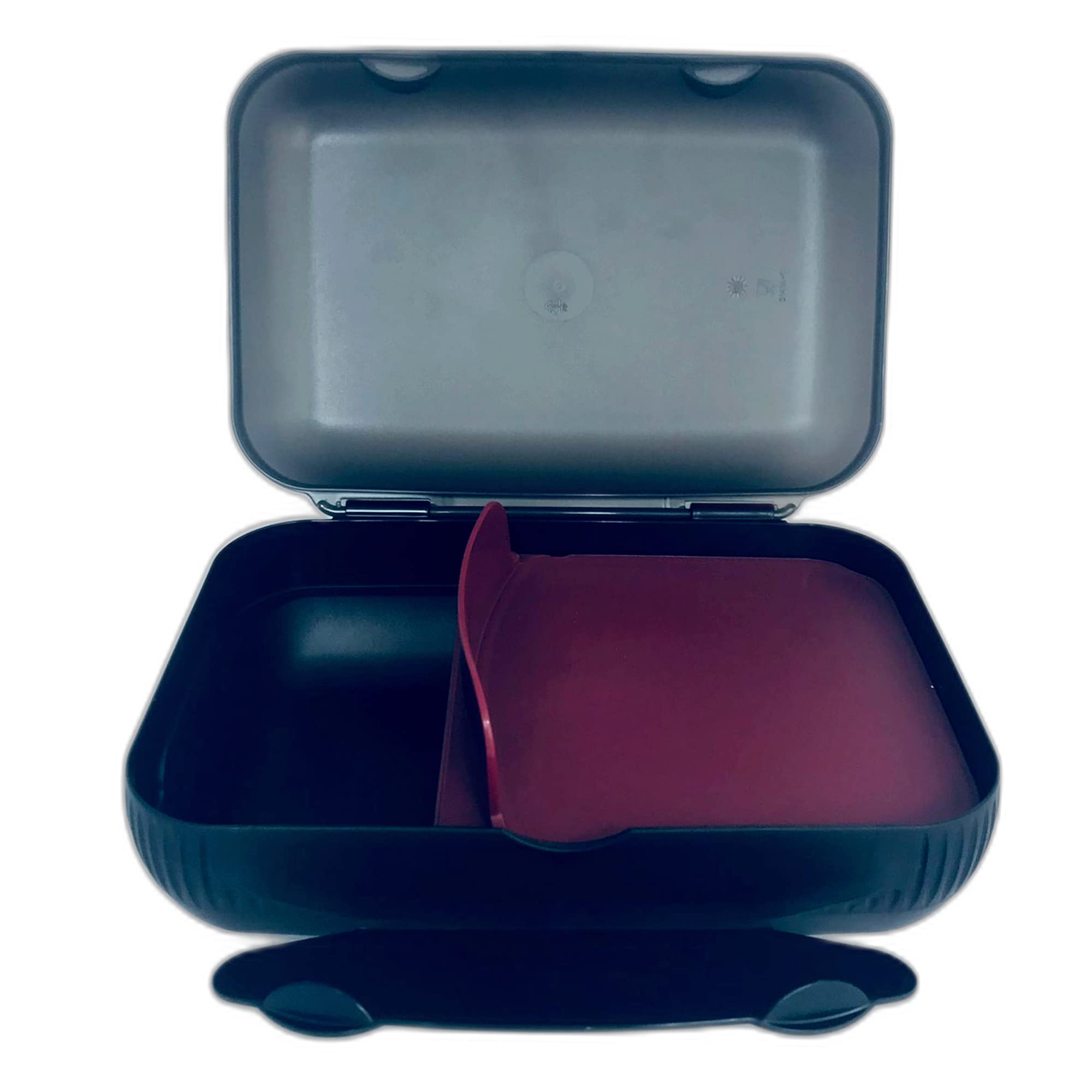 Tupperware To Go Lunch Box Black Dark Red Berry with Separation Bread Box Sandwich Tin