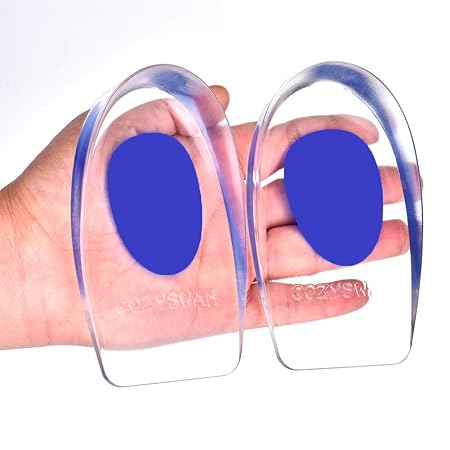 Cozyswan Gel Fersenkissen Fersenpolster Soft Silikon Fersenschutz Hilfe bei Fersensporn Sohle Kissen (Blau-2 Stück)
