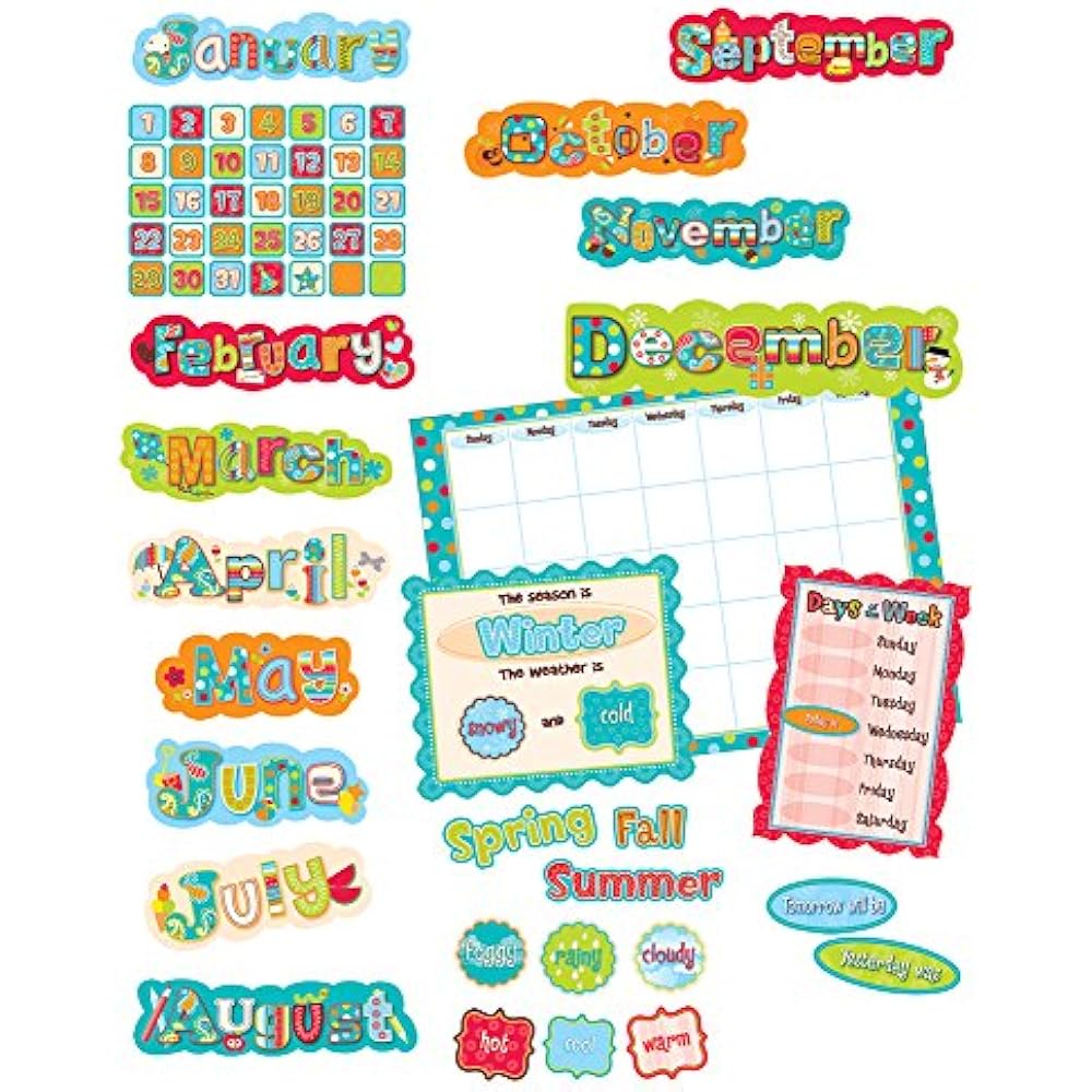 67 Piece Set 12 Month Calendar Chart Post Home Office Classroom School ...