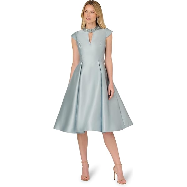 adrianna papell boat neck sleeveless a line taffeta dress Black Sleeveless Asymmetrical Draped Taffeta Combo Gown main image 1