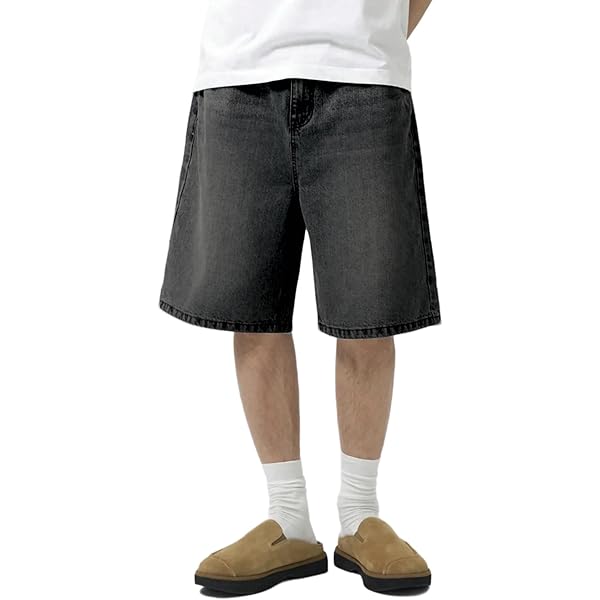 SHENHE Men's Baggy Sweat Shorts Drawstring Waist Wide Leg Raw Hem