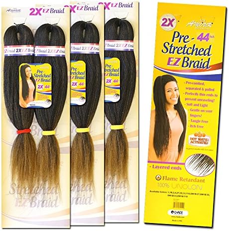 [4PACKS DEAL] AMOUR PRE-STRETCHED PRE-COMBED SEPARATED &amp; PULLED 2X EZ BRAID 2PCS IN ONE PACK 44” EASY BRAID - BEZ442X (OM1B/27)