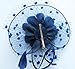 Fascinators Hats for Womens 50s Headwear with Veil Flower Cocktail Wedding Tea Party Church Derby Hat(1A-Navy)