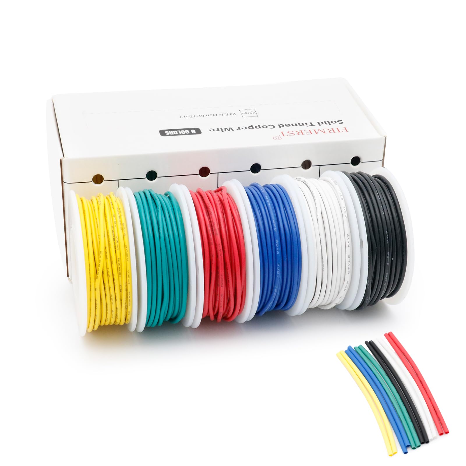 FIRMERST 22 Gauge 30 Feet Solid Core Tinned Copper Hook up Wire Kit - 6 Colors — image 1