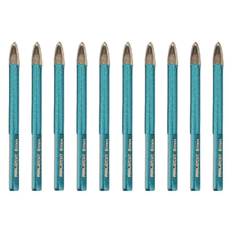 Wood Plastic Masonry Drill Bits - MINLAYCUT 10pcs 1/4"(6mm) Carbide Drill Bits Tip Triangular Shank for Wood, Plastic, Masonry, Ceramic Tile, Concrete, Marble