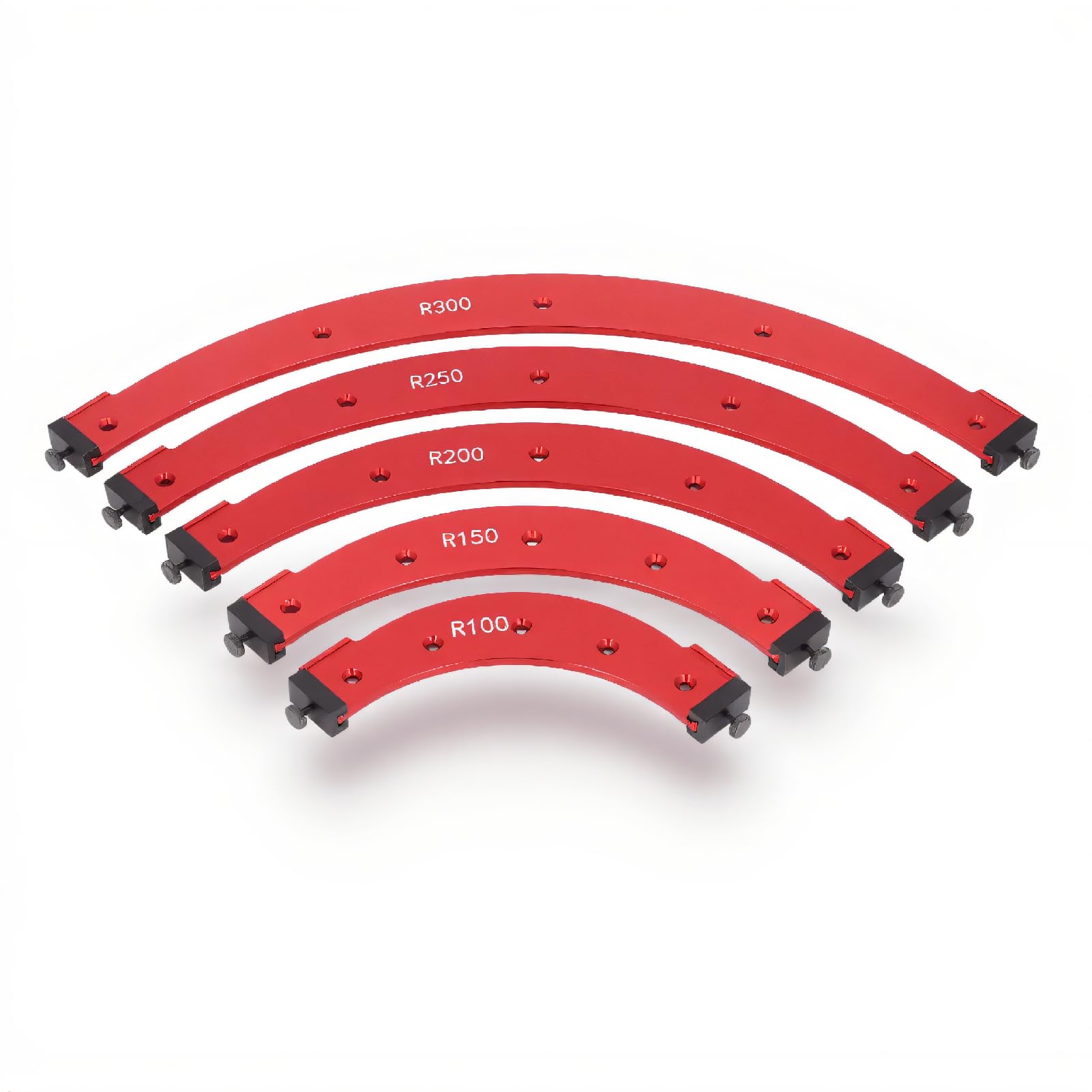 Radius Jig Router Templates Set, R100 R150 R200 R250 R300 Corner Radius Routing Templates, Aluminum Alloy Trimming Round Corner Templates for Woodworking Cabinet