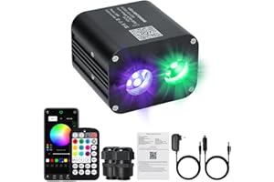 AKEPO 20W Dual-Head Dual-Color Fiber Optic Light Source, Twinkle+APP Control + Same or Different Color + Music Activated+28-Key Remote for Car Headliner Star Home Star Ceiling Kit