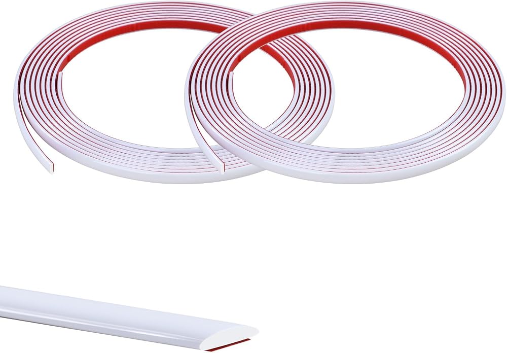 Zayejod 10M White Self-Adhesive Moulding Trim 2 Rolls 8mm PVC Edge