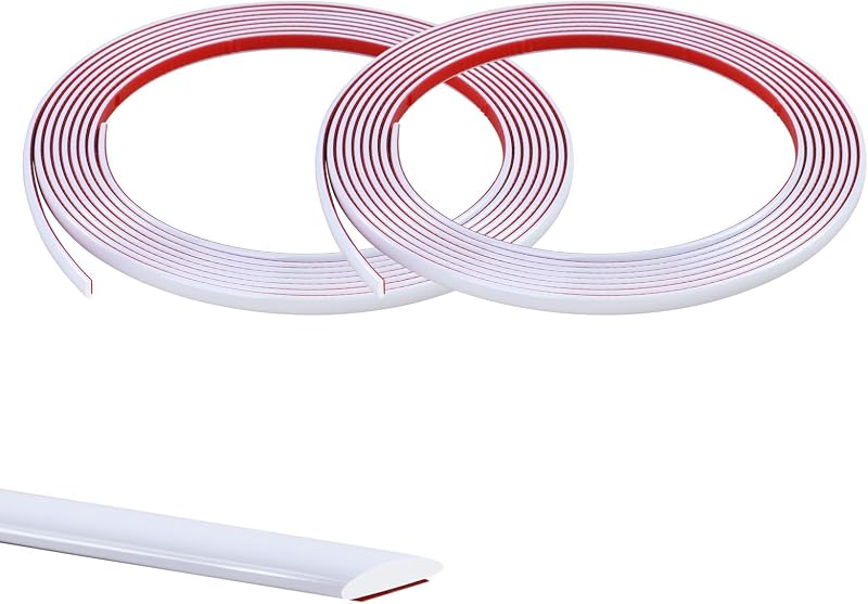Zayejod 10M White Self-Adhesive Moulding Trim 2 Rolls 8mm PVC Edge