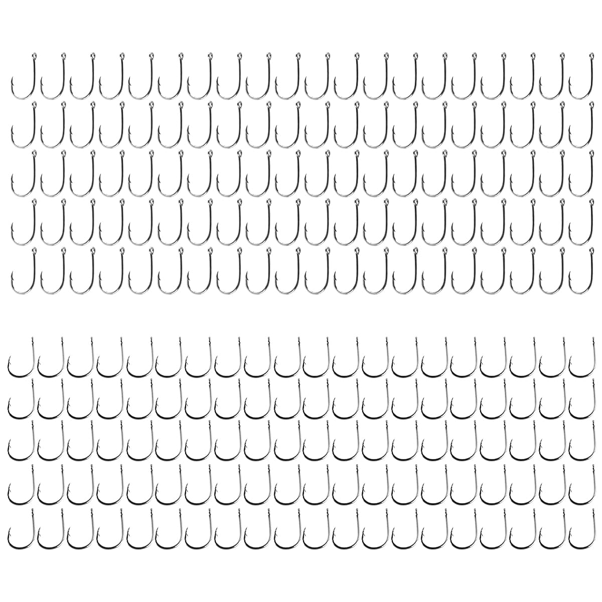 FONGKNOX 200 Pcs Chinu Fishing Hook set of #4 & #3 100pcs per Size Eyed Fishing Hook High Carton Steel Durable Sharpness Barbed 5H Hardness Strengthed Bend Freshwater Saltwater Sea Fishing Trackle