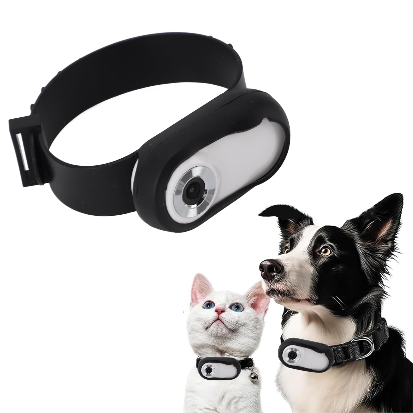 Dpofirs Cat Camera Collar, HD 1080P Pet Camera with 170° Wide Angle Lens, Digital Display, Up to 128GB Memory Card Support, Black, Small, Cat, Everyday Wear