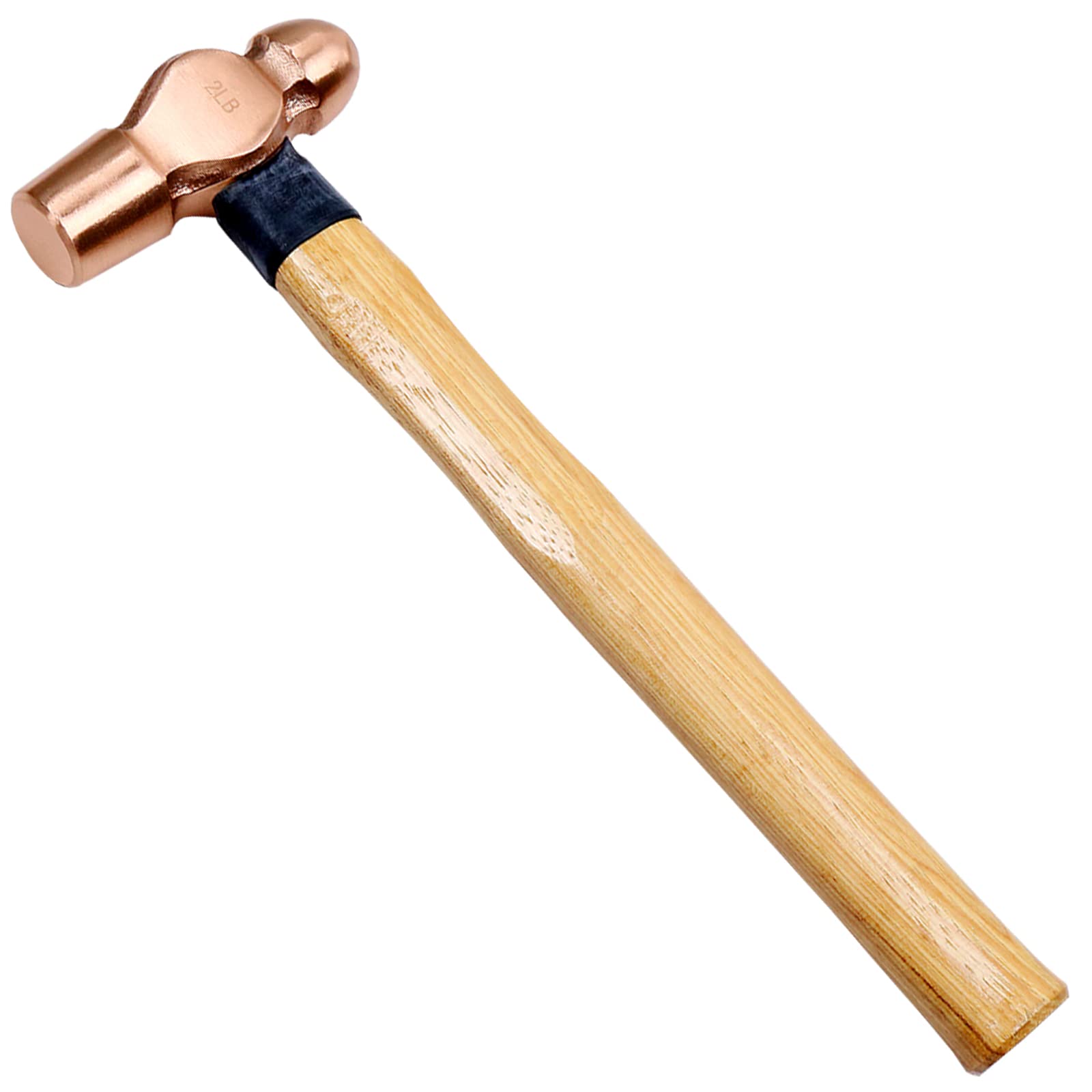 WEDO Copper Ball Peen Hammer 450g(1lb), Ball Pein Hammer with Hickory Wooden Handle, Length 300mm(12"), Die-Forged, Corrosion Resistant, DIN Standard