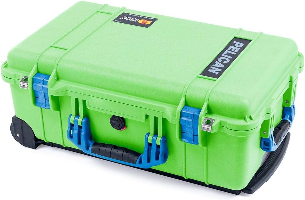 Lime Green & Blue Pelican 1510 case no Foam/Empty.