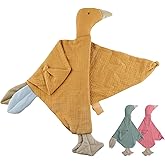 Security Blanket Loveys for Babies Boy Girl, Muslin Baby Lovey Security Blanket,Soft Breathable Organic Cotton Lovies,Unisex Newborn Toddler Goose Lovey Gifts (Ginger)