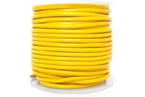 Cords Craft® | 1.0MM Round Leather Cord for Jewelry Making Bracelets Pendant Necklace Hair Accessories DIY Craft Dog Collar Beading Work | Roll of 20 Meters Genuine Leather Cord Regular Shiny (Yellow)