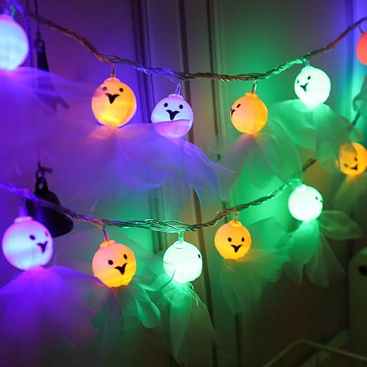 Coxeer Halloween String Light, 4.9FT Party String Lights Ghost Hanging Lights Decorative 10LED