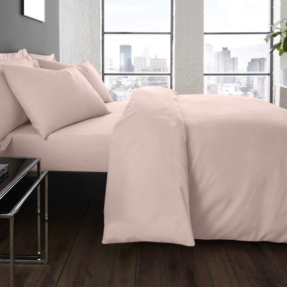 Serene Plain Dye Collection Easy Care Duvet Cover Set, Blush, King