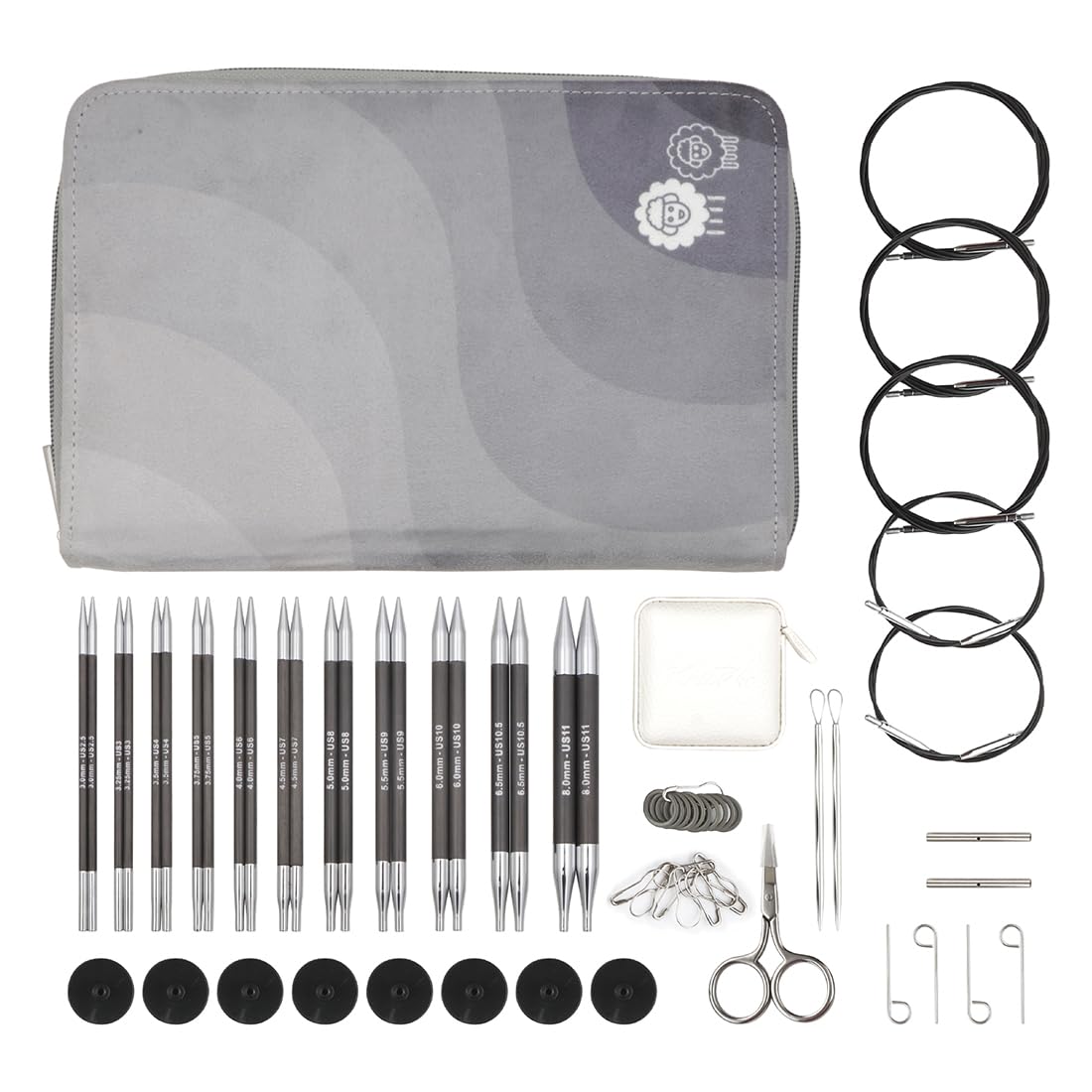 KnitPro Karbonz Regal Interchangeable Needle Set 5" (13cm) | 11 Sizes (3mm to 8mm)