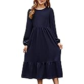 blibean Tween Girls 2025 Fall Dresses Kids Rib Knit Dress Size 6-15 Years