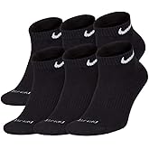 Nike Dri-Fit Training Everyday Plus MAX Cushioned Low-Cut Ankle Socks 6 Pair Black White Swoosh Logo Large 8-12