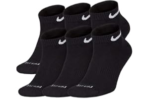 Nike Dri-Fit Training Everyday Plus MAX Cushioned Low-Cut Ankle Socks 6 Pair Black White Swoosh Logo Large 8-12