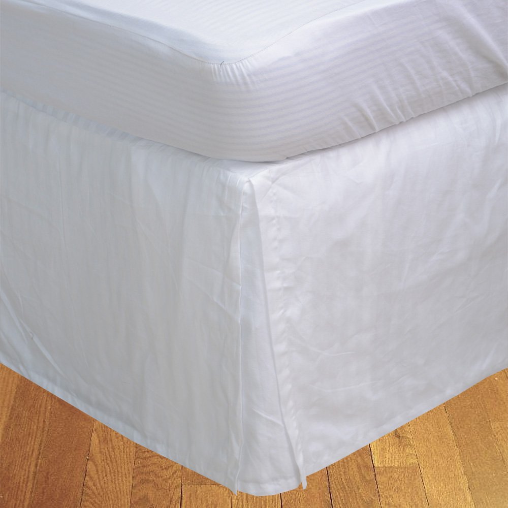 Buy BudgetLinen (1 Box Pleated Bed Skirt Only, White Stripe, Short