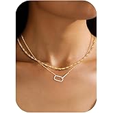 ORAZIO Layered Gold Necklaces for Women Non Tarnish, Dainty 14K Gold Plated Cubic Zircon Necklace Stack Layering Chain Necklace Stackable Cute CZ Pendant Choker Necklace for Women