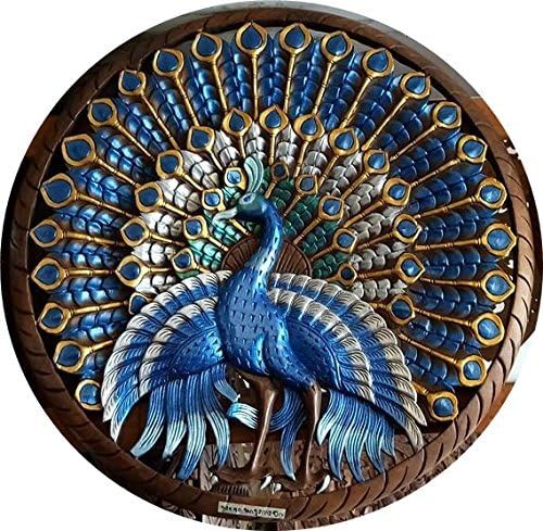 Wall Art- Wood Plaque Oriental Carved Lotus. Floral Wood Wall Hanging. Size 12"x12"x0.5" (Antique)