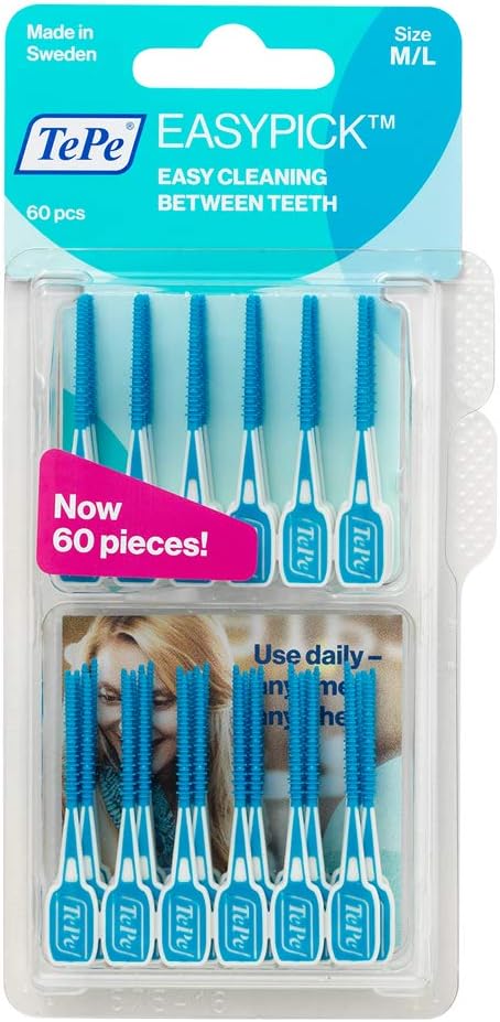 TePe EasyPick Toothpicks, Blue, ISO M-L, 60pcs, Dental Plaque Removal Tool, efficient and Easy Cleaning Between The Teeth - Image 3