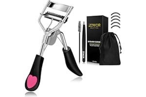 Zowor Eyelash Curler with Comb Fit All Eye Shape Curved Eyelash Curlers,Natural and Long Lasting Lash Curler for Women Make Up Gift(Black)
