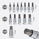 Qnkaa Hex Bit Socket Set 13-Piece S2 Alloy Steel Premium CrV Sockets view 3