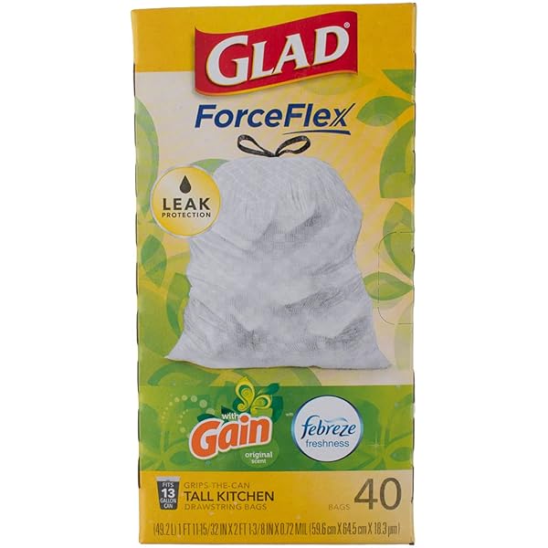 GAIN GLAD 13 GAL. TRASH BAGS DRAWSTRING 40 PK