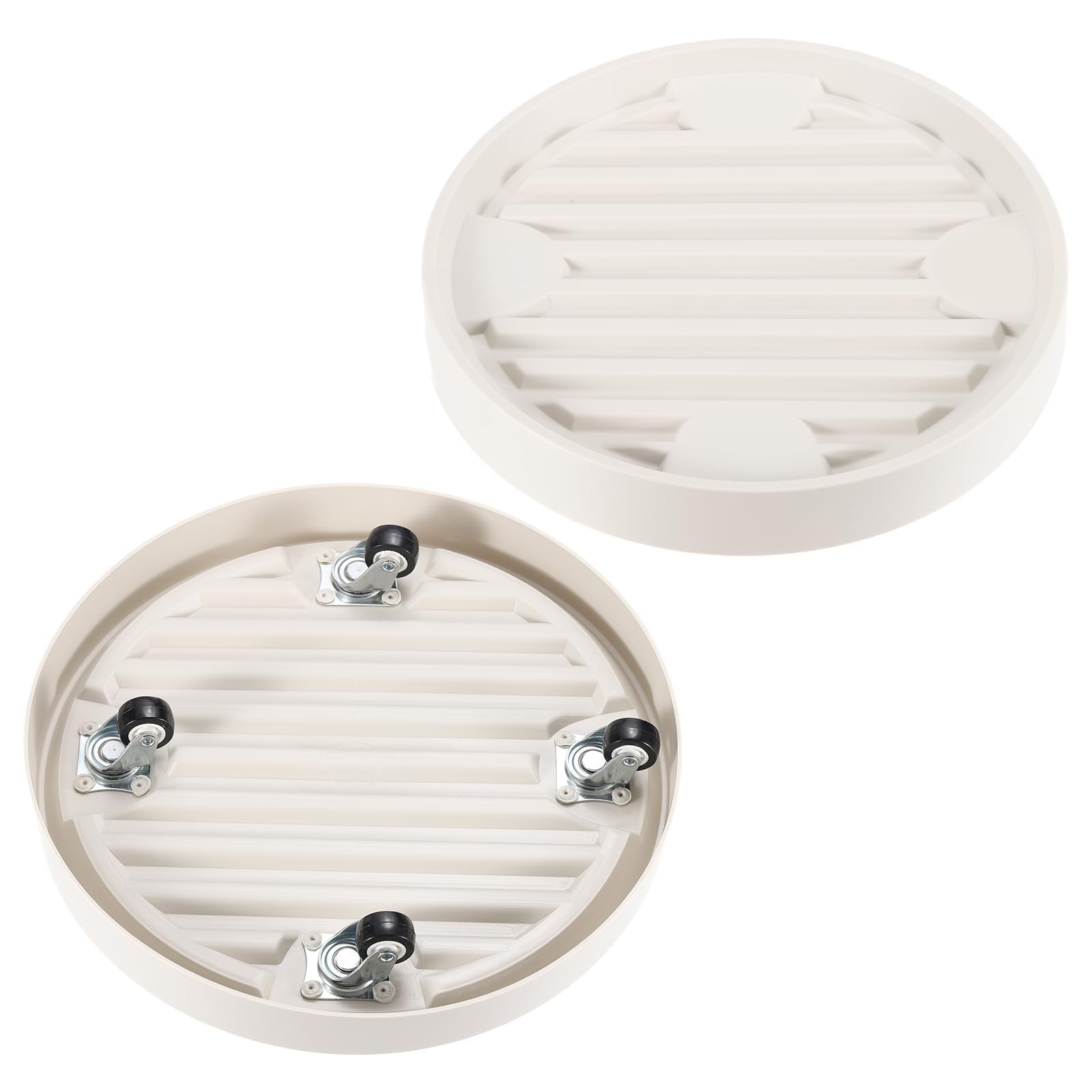 PATIKIL Plant Stand with Hidden Wheels, 2 Pack 9.8 Inch Rolling Plant Stand 360° Planter Roller Mover Base with 4 Invisible Casters for Indoor and Outdoor, Beige