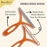 PawsOnly Pet Hair Remover Double Sided Plastic Brush Orange Green view 3
