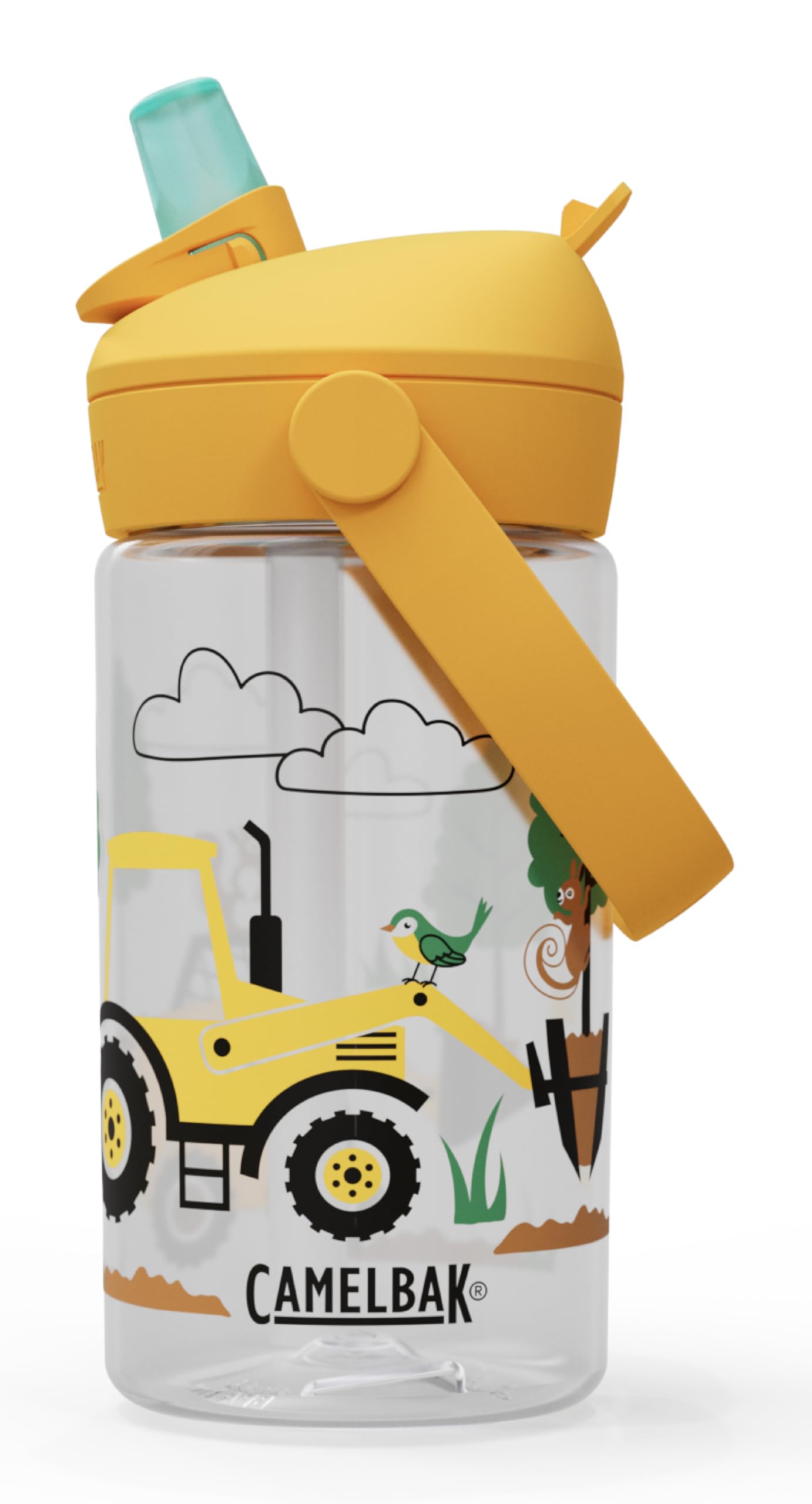 Photo 1 of CamelBak Thrive Flip Straw Kids Bite Valve Tritan Renew Water Bottle Tractors and Trees, 14oz