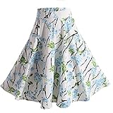 Fancyqube(TM) Women Pleated Vintage Skirts Floral Print Midi Skirt Style19 XL