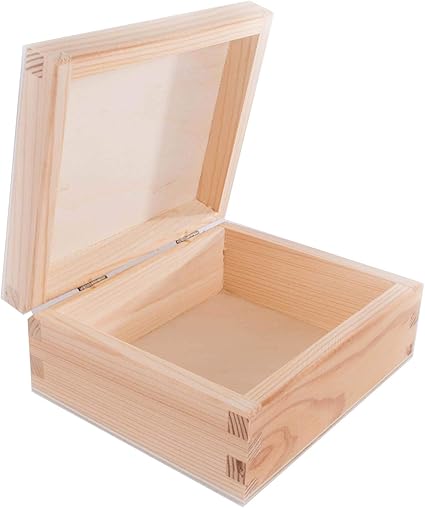 Caja de madera rectangular pequeña con tapa | 14,5 x 12 x 6 ...