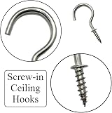 xiaozhenjida 50 Pcs 1 Inch Screw-in Ceiling Hooks Nickel Plated Cup Hooks Silver view 3