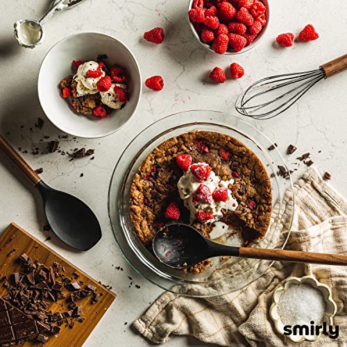 SMIRLY Kitchen Utensils Set – 22-Piece Silicone Cooking Utensils Set, Spatula Set with Holder, Wooden Handle Silicone Kitchen Gadgets for Nonstick Cookware