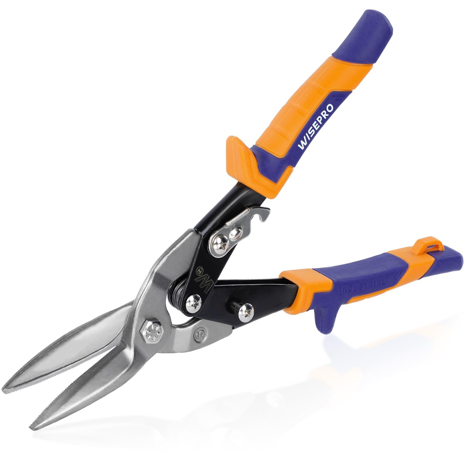 WISEPRO 12'' Heavy Duty Aviation Snips, Lead Snips Straight Cut,Compound Metal Cutter for Cutting Sheet Metal, Aluminum, Sheet UPVC, Wire Mesh,Copper, and Plastic