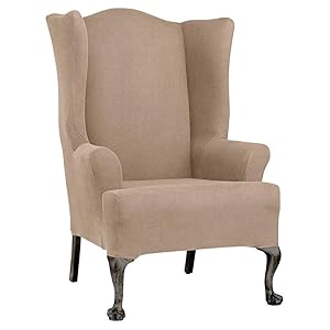 SureFit Stretch Wing Chair Slipcover – Taupe