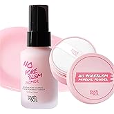 TOUCH IN SOL Pore Eraser Duo - No Poreblem Primer & Mineral Powder for Korean Makeup - Flawless, Matte Finish