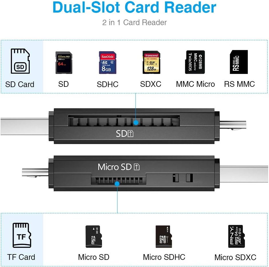 Vanja Micro USB OTG Adapter and USB 2.0 Portable Memory Card Reader for SDXC, SDHC, SD, MMC, RS-MMC, Micro SDXC, Micro SD, Micro SDHC Card and UHS-I Card: Computers & Accessories