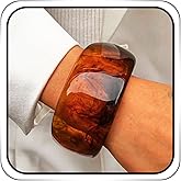 ACEDRE Chunky Resin Bangle Bracelet Set Gold Round Acrylic Wide Wristbands Statement 2PCS Jewelry for Women