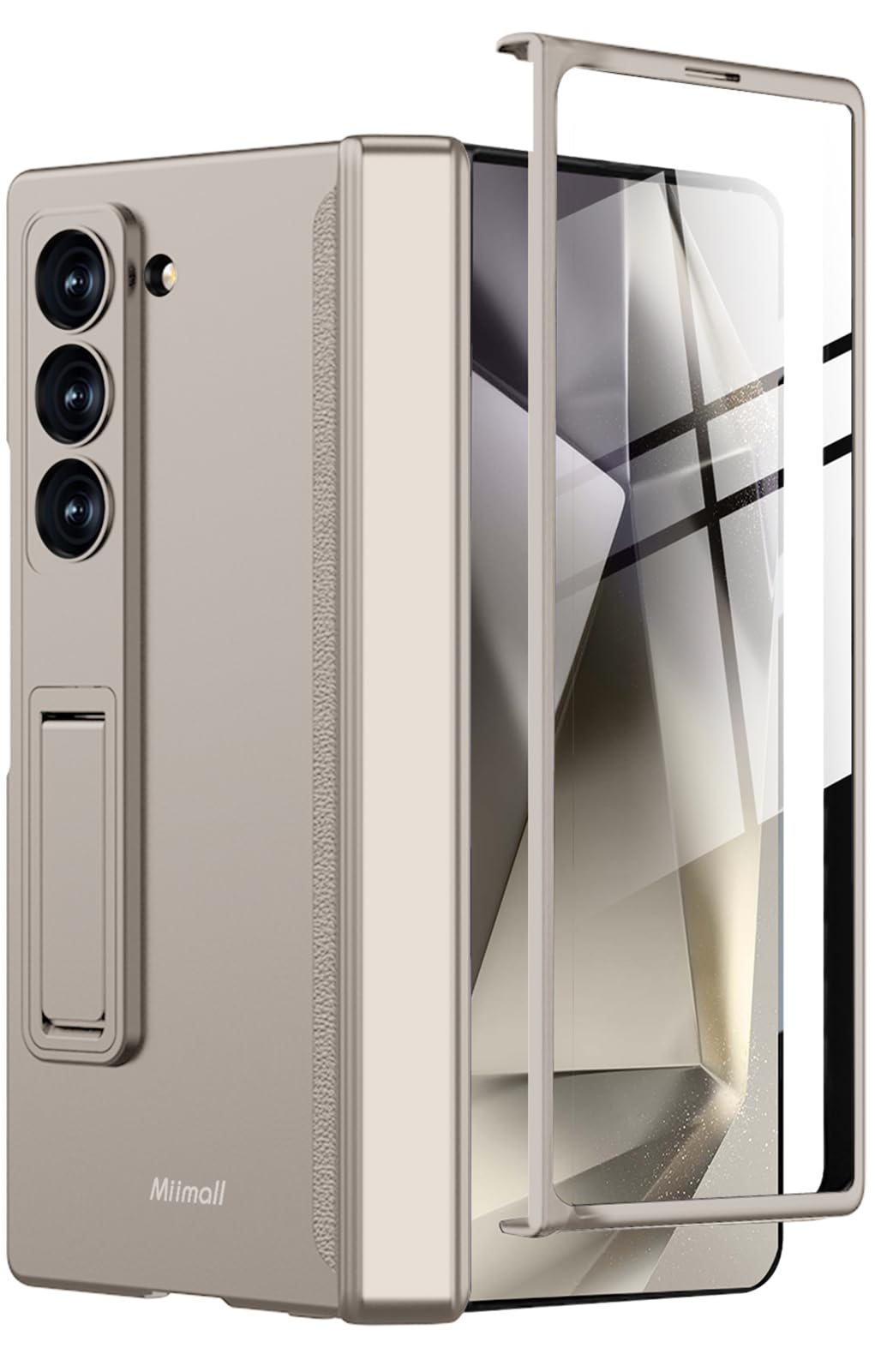 Photo 1 of Miimall for Samsung Galaxy Z Fold 6 Case with Screen Protector, Built-in Adjustable Kickstand & Magnetic Hinge Protection All-Inclusive Shockproof Phone Case for Galaxy Z Fold 6 5G Titanium Grey