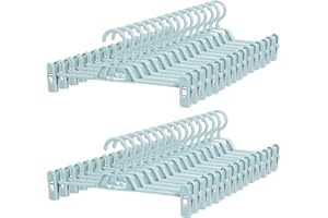 Plastic Pants Hangers with Clips for Women 30 Pack – POZEAN Pant Hanger with 360 Rotating & Adjustable Clips for Skirt, Shorts, Jeans, Kids’ Clothes, Coat | Space Saving, Slim & Multi-Purpose (Blue)